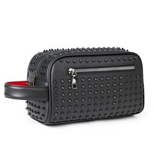 Stylish Biker-Inspired Studded Clutch Bag Menās Premium Wallet Travel Toiletry Bag Menās Handbag Halloween Gift