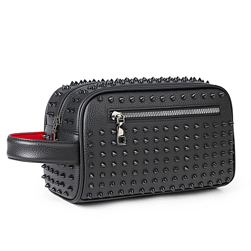 Stylish Biker-Inspired Studded Clutch Bag Men's Premium Wallet Travel Toiletry Bag Men's Handbag Halloween Gift