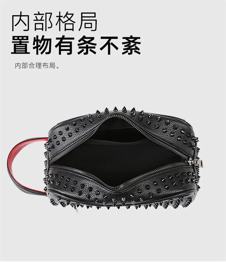 Stylish Biker-Inspired Studded Clutch Bag Men's Premium Wallet Travel Toiletry Bag Men's Handbag Halloween Gift Stylish Biker-Inspired Studded Clutch Bag Men's Premium Wallet Travel Toiletry Bag Men's Handbag Halloween Gift