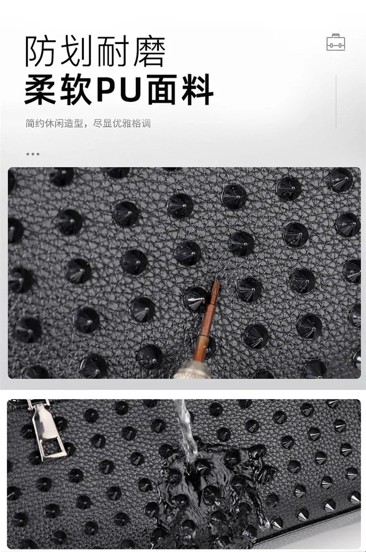 Stylish Biker-Inspired Studded Clutch Bag Men's Premium Wallet Travel Toiletry Bag Men's Handbag Halloween Gift Stylish Biker-Inspired Studded Clutch Bag Men's Premium Wallet Travel Toiletry Bag Men's Handbag Halloween Gift