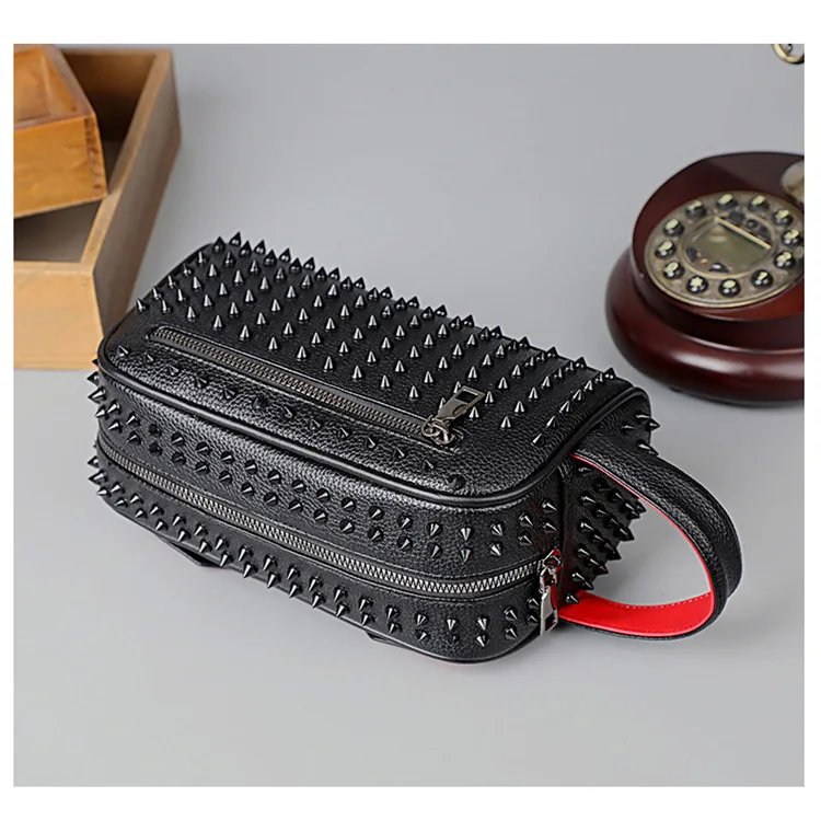 Stylish Biker-Inspired Studded Clutch Bag Men's Premium Wallet Travel Toiletry Bag Men's Handbag Halloween Gift Stylish Biker-Inspired Studded Clutch Bag Men's Premium Wallet Travel Toiletry Bag Men's Handbag Halloween Gift
